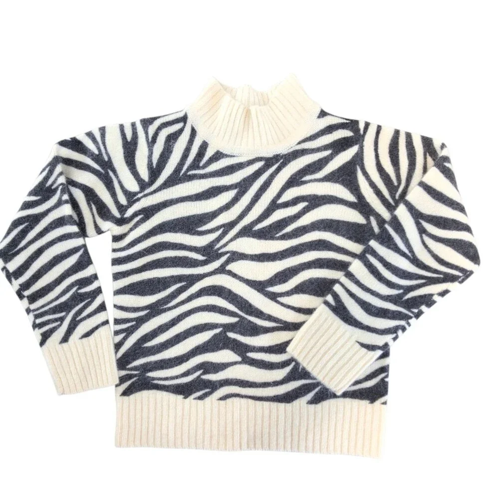 Vintage Deadstock Gymboree Mod Zebra Angora Sweater Size 5 White Black B2 School